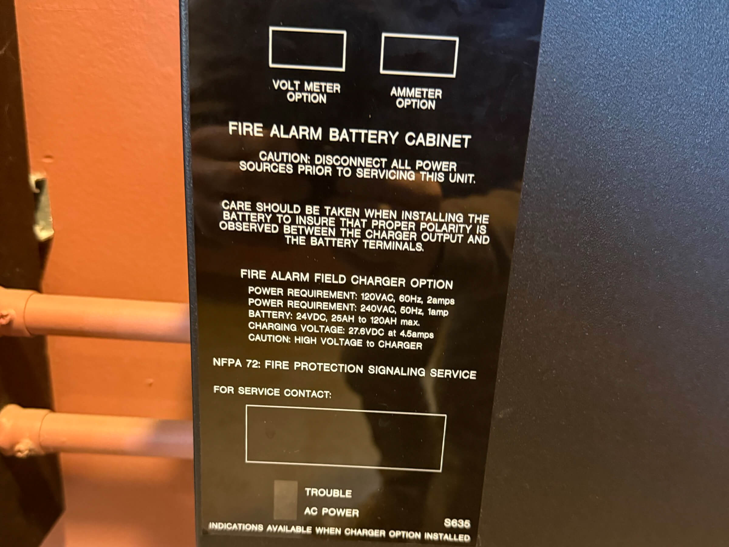 fire alarm battery cabinet