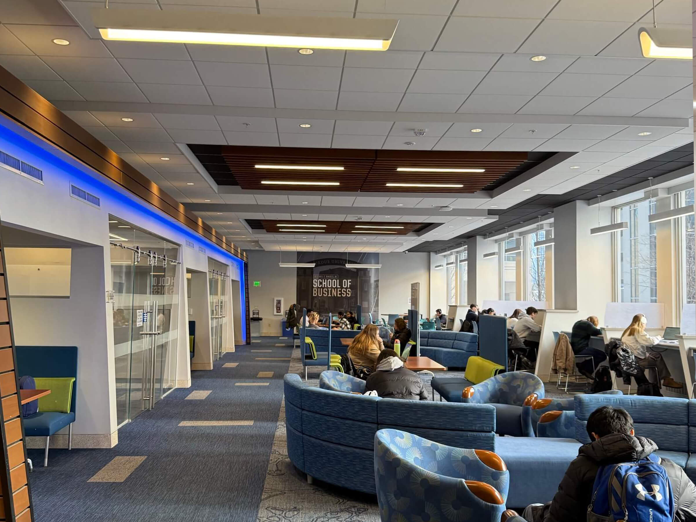 well lit college common area
